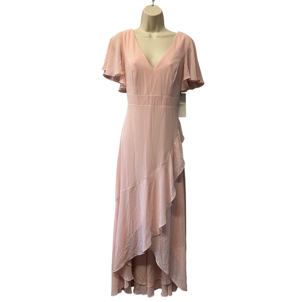 Ever Pretty Pink Flutter Sleeve High Low V-Neck Maxi Dress ES01749PK08 Size 8